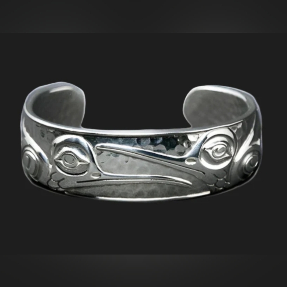 Silver Cuff Bracelet Embossed Hummingbirds By Kelly Robinson Westcoast